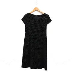 ドゥファミリィ ドゥファミリー DO!FAMILY ドットプリント ベロア フレア ワンピース 半袖 ロング Vネック コットン 綿 M ブラック 黒 /FT17