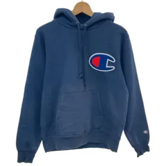 Champion　パーカー　プルオーバー　トップス　裏起毛　無地　ワンポイント　ワッペン　アメカジ　古着