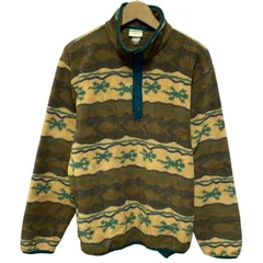 L.L.Bean　フリース　プルオーバー　トップス　ハイネック　ハーフボタン　スナップボタン　総柄　アウトドア　古着