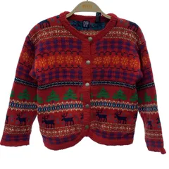 GAP　OLD GAP　チロリアンセーター　90s vintage　90年代　OLD　カーディガン　総柄　ノルディック　キッズ　古着