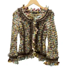 EPOCA(エポカ) ジャケット サイズ40 M レディース美品  - ライトイエロー×ライトブルー×マルチ 長袖/春