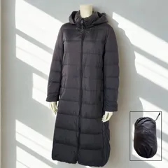 ユニクロ UNIQLO ULTRA LIGHT DOWN　収納付き フード脱着 ロングダウンコート　ブラック　レディース