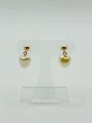 アコヤ ナチュラルカラー ハート型 真珠 パール ピアス K18 7.5×7.5mm 無調色 NATURAL AKOYA