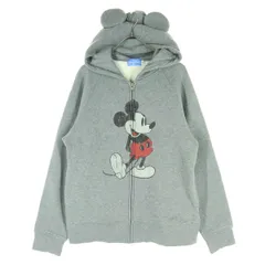 TOKYO DISNEY RESORT 東京ディズニーリゾート キャラクタープリント 長袖 ジップパーカー M グレー ミッキーマウス レディース 古着