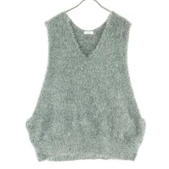 美品 LOWRYS FARM ローリーズファーム ノースリーブ Vネック シャギー ニットベスト F グレー レディース 古着