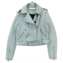 ZARA BASIC ザラベーシック 長袖 フェイクスエード ダブルライダースジャケット XS ブルー系 レディース 古着