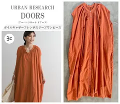 URBAN RESEARCH DOORS アーバンリサーチドアーズ ボイルギャザーフレンチスリーブワンピース たっぷりギャザー 風合いある生地 定価11000円