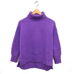 トゥモローランド TOMORROWLAND タートルネック ニット セーター バックロング ウール リブ スリット 長袖 S 紫 パープル /NT29