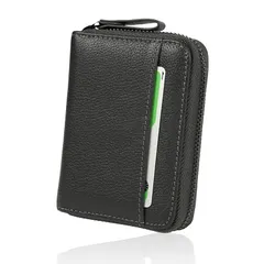 LASIEM[ラシエム] ミニ財布 財布 メンズ 2つ折り コンパクト 本革 「お札を折らずに収納可能」 じゃばら スキミング防止 カードケース 小銭入れ 外ポケット付き レディース （スチールグレー） 0