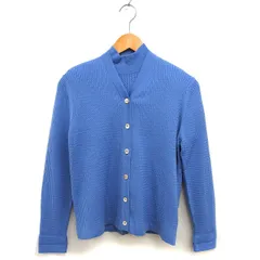 アンクライン ANNE KLEIN アンサンブルニット ツインニット カーディガン ハイネック セーター リブ ウール ケーブル編み 長袖 半袖 M 青 ブルー /NT8