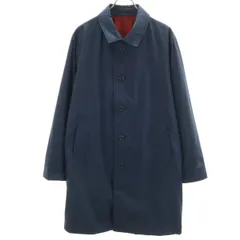 adidas アディダス ステンカラーコート L ネイビー 裏トリコット メンズ 古着