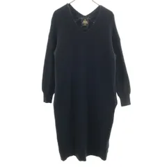 URBAN RESEARCH DOORS アーバンリサーチドアーズ ハミルトンウール 長袖 Vネック ニット 膝丈ワンピース F ネイビー レディース 古着