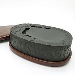 立烏帽子 黒ツヤ消 本皮縁 標準 未使用 紙箱付 神職 装束 懐中烏帽子