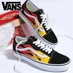 3回着) VANS ヴァンズ オールドスクール 炎 ブラック スニーカー 230