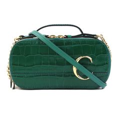 本革✨️クロコダイル型押 Chloe accessory bag ゴールド金具 - メルカリ
