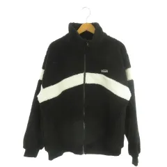 バンズ VANS M Boa Fleece JKT ボアフリースジャケット 上着 L 黒 ブラック 白 ホワイト スタンドカラー ロゴ 122C1090500 /MN6 ■GY61