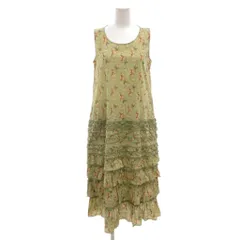 ワンダフルワールド WONDERFUL WORLD 美品 ワンピース 黄緑色 ライトグリーン ノースリーブ 花柄 ロング丈 フリル /SJ ■GY61