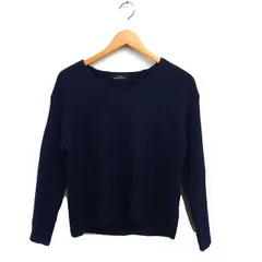 グリーンレーベルリラクシング ユナイテッドアローズ green label relaxing ラメ混 Vネック ニット セーター 長袖 アンゴラ混 ネイビー 紺 /FT42