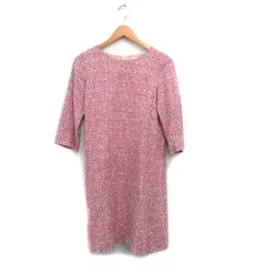 ストロベリーフィールズ STRAWBERRY-FIELDS ワンピース 膝丈 長袖 ツイード レッド 赤  /KT31