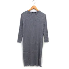 ナノユニバース nano universe ニット ワンピース Iライン ロング リブ スリット ストレッチ 長袖 F グレー /NT31
