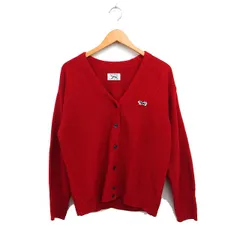 アーバンリサーチ ドアーズ URBAN RESEARCH DOORS × ペニーズ PENNYS ニット カーディガン Vネック ワンポイント アクリル M レッド 赤 /FT38
