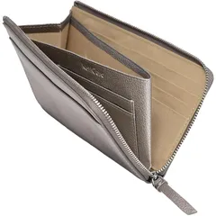 [RafiCaro] 小さい長財布 レディース 短い 大容量 23ポケット お札を折らない コンパクト 約18cm 薄い スリム L字ファスナー メンズ YKKファスナー マチ付き小銭入れ ダークシルバー 0