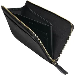 [RafiCaro] 小さい長財布 レディース 短い 大容量 23ポケット お札を折らない コンパクト 約18cm 薄い スリム L字ファスナー メンズ YKKファスナー マチ付き小銭入れ ブラック 0