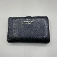未使用級　kate spade new york　ケイトスペード　二つ折り財布　ミニウォレット　コンパクト　手帳型　ロゴ　レザー　黒　ブラック