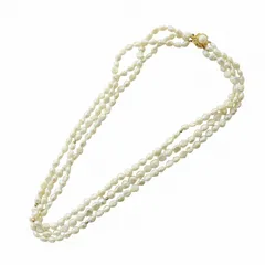 ノーブランド品 ネックレス アクセサリー バロックパール 真珠 3連 シルバー925 アイボリー ■GY11 /MQ