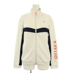 プーマ PUMA トラックジャケット スタンドカラー アウター ジップアップ ショート丈 ストレッチ ロゴ プリント M 白 ホワイト /BB ■GY61