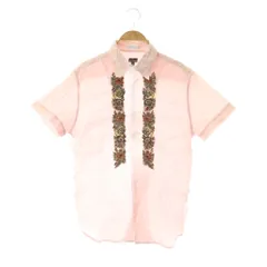 ピーエスポールスミス PS Paul Smith シャツ 半袖 刺繍 前開き コットン M ピンク /NR