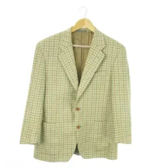 サルヴァトーレフェラガモ Salvatore Ferragamo テーラードジャケット 総裏地 カシミヤ混 チェック 48 7R L ベージュ /AO9 ■GY18のサムネイル