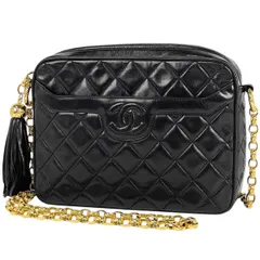 シャネル CHANEL ココマーク フリンジ チェーン ショルダーバッグ マトラッセ タッセル ショルダーバッグ レザー ブラック レディース 【中古】