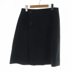 フォクシーニューヨーク FOXEY NEW YORK フロントボタン スカート ミドル タイト ロゴ ジップフライ 40 M 紺 ネイビー 36604 ■GY18 /MQ