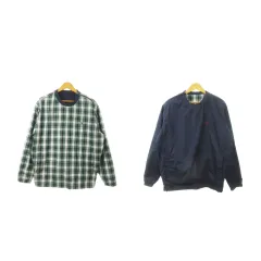 ポロゴルフ ラルフローレン POLO GOLF RALPH LAUREN リバーシブル ピステ プルオーバー ウインドブレイカー クルーネック 丸首 長袖 ロゴ刺繍 ポニー チェック 無地 ゴルフ M 緑 グリーン 紺 ネイビー /MN15 ■GY99