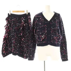 チェスティ Chesty ニットセットアップ カーディガン フレアスカート F ネイビー マルチカラー /ES ■OS