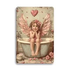 新品 ブリキ看板 天使 エンジェル バレンタイン ハート レトロ インテリア ポスター 雑貨