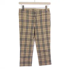 バーバリーブルーレーベル BURBERRY BLUE LABEL ストレートパンツ サブリナパンツ カプリ丈 クロップド丈 ジップフライ ストレッチ ノバチェック柄 36 ベージュ /BB