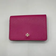 未使用級　訳あり　現行　TORY BURCH トリーバーチ　名刺入れ　カードケース　ロゴ　レザー　濃いピンク