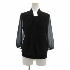 アナイ ANAYI シャツ ブラウス プルオーバー 38 七分袖 袖シアー切替 シフォン 黒 ブラック /NU