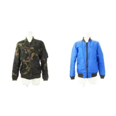 アヴィレックス AVIREX MA-1 フライトジャケット リバーシブル ブルゾン ミリタリー ジップアップ カモフラ 迷彩柄 無地 S 緑 カーキ /CK20 ■GY18