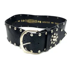 美品　DIESEL ディーゼル　ベルト　ウエスト　レザー　ブラック　スタッズ  イタリア製　牛革