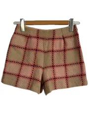 ブルーレーベルクレストブリッジ BLUE LABEL CRESTBRIDGE ウール ショート パンツ 36 チェック ジャガード ベージュ ピンク ボトムスのサムネイル