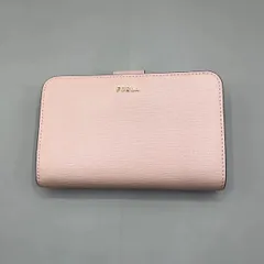 未使用級　FURLA フルラ　二つ折り財布　ミニウォレット　コンパクト　レザー　ゴールド金具　ロゴ　薄いピンク