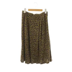 ヨシエイナバ yoshie inaba スカート ミモレ ロング フレア 総柄 9 紺 カーキブラウン /NR