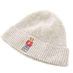 ポロ ラルフローレン POLO RALPH LAUREN ニット帽 帽子 リブ ワンポイント 刺繍 ウール混 24.5cm グレー /BB