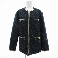 オペークドットクリップ OPAQUE.CLIP ノーカラージャケット ツイード ラメ 刺繍 38 グリーン /JS ■GY35のサムネイル