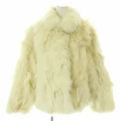 ノーブランド品 ファーコート ミドル ハーフ アウター フォックス 毛皮 総裏地 白 ホワイト 黄色 イエロー ベージュ ■GY11 /MQ