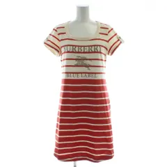 バーバリーブルーレーベル BURBERRY BLUE LABEL 半袖 ボーダーチュニック 38 白 ホワイト 赤 レッド ボーダー /AB ■OS