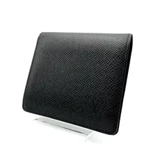 【 訳あり／美品 】LOUIS VUITTON　ルイヴィトン　タイガ　二つ折り財布　小銭入れ付き　ポルトフォイユ カルトクレディ モネ　レザー　ブラック